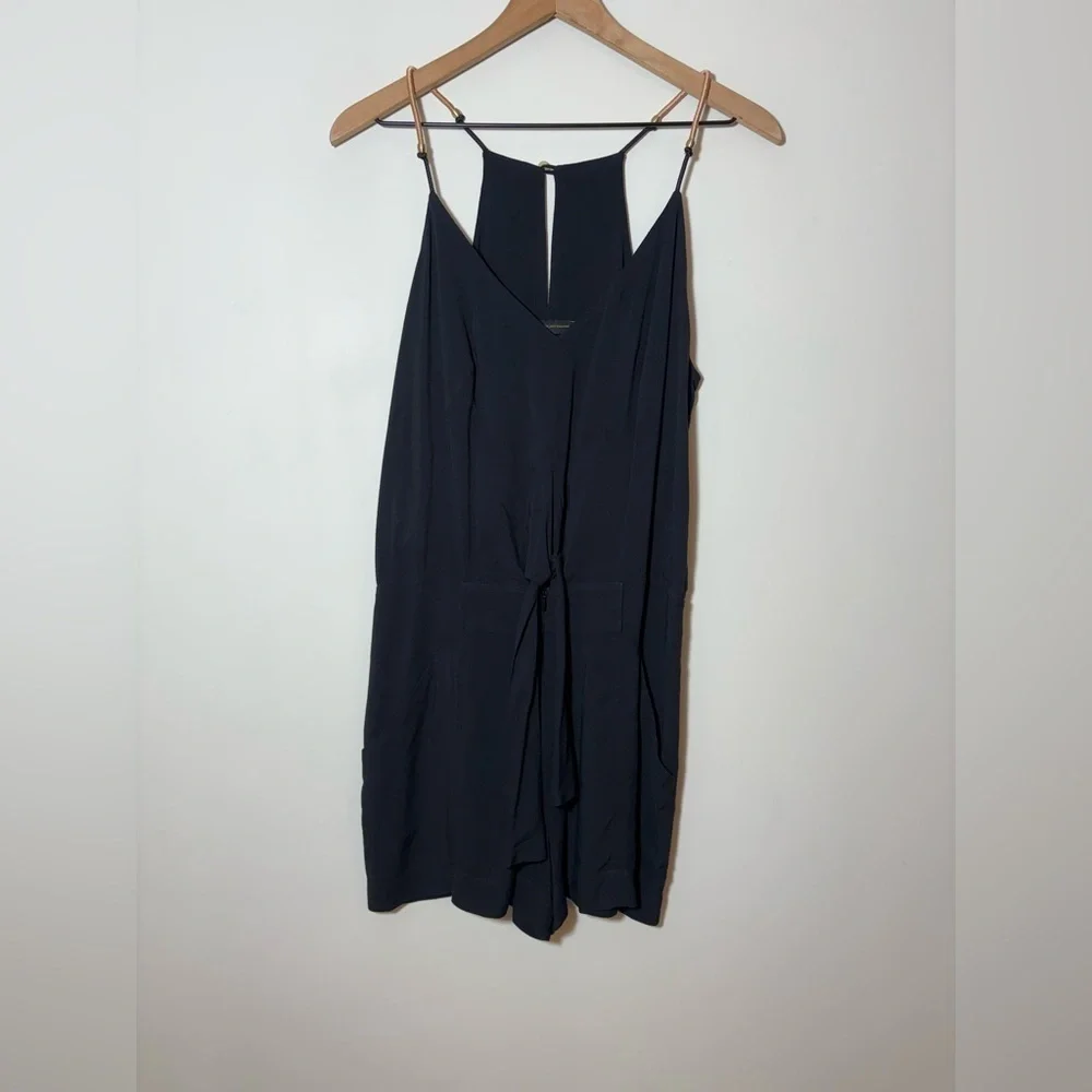 Vix Paula Hermanny Womens V Neck Tie Front Romper Black Size Small